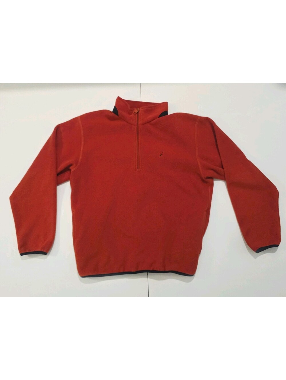 Nautical Men's Quarter Zip Fleece Pullover Orange Size Large